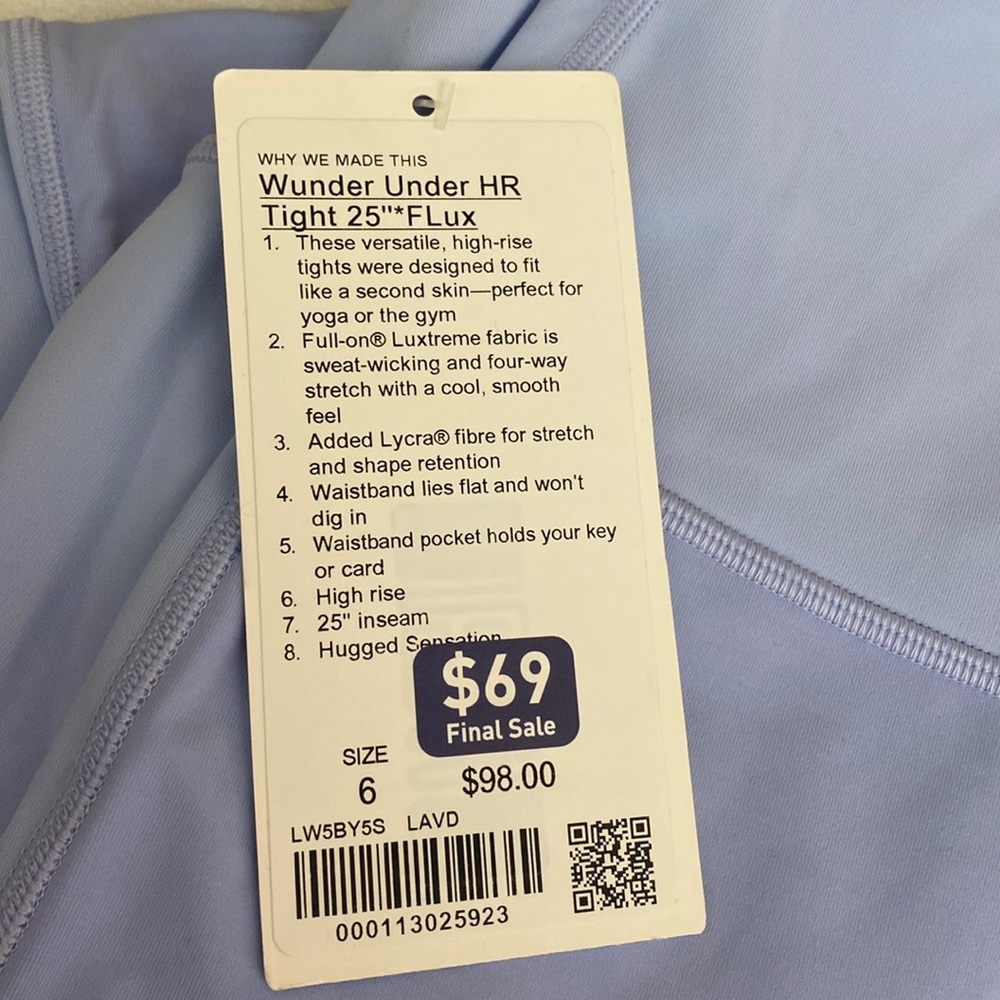 NWT Wunder Under HR 25” Flux in lavender (LAVD)